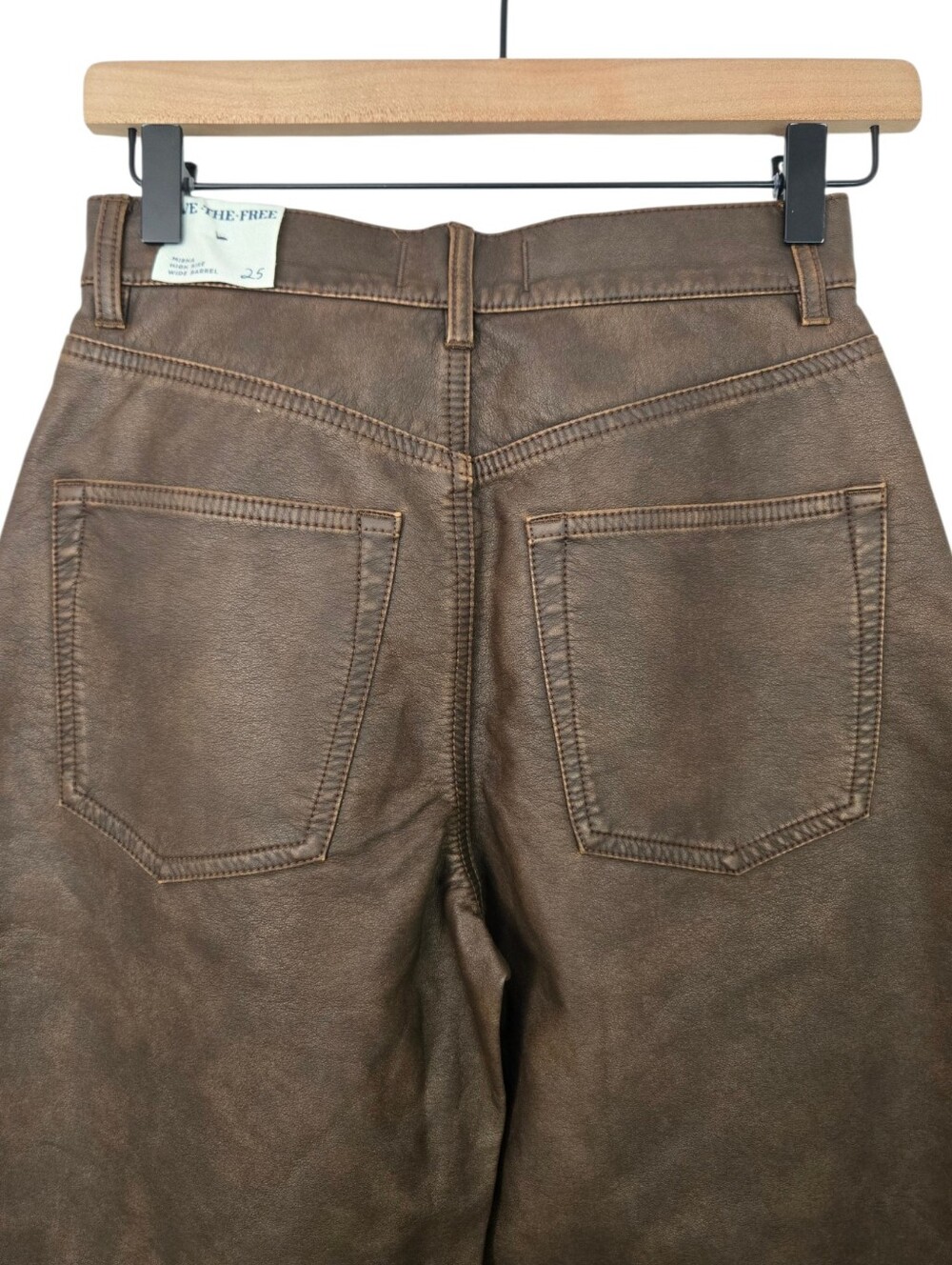 NWT Free People We The Free Misha High Rise Wide Barrel Faux Leather Pants 25 - Picture 6 of 9